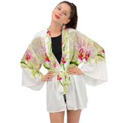 Phalenopsis Orchid White Lilac Watercolor Aquarel Long Sleeve Kimono by picsaspassion