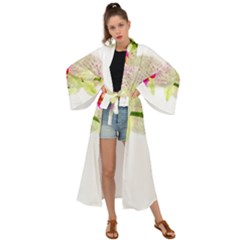 Phalenopsis Orchid White Lilac Watercolor Aquarel Maxi Kimono by picsaspassion