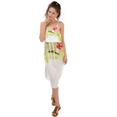 Phalenopsis Orchid White Lilac Watercolor Aquarel Waist Tie Cover Up Chiffon Dress