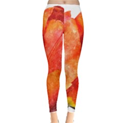 Spring Tulip Red Watercolor Aquarel Leggings  by picsaspassion