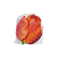 Spring Tulip Red Watercolor Aquarel Drawstring Pouch (medium) by picsaspassion