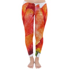 Spring Tulip Red Watercolor Aquarel Classic Winter Leggings by picsaspassion