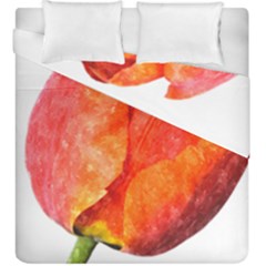 Spring Tulip Red Watercolor Aquarel Duvet Cover Double Side (king Size) by picsaspassion