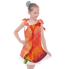 Spring Tulip Red Watercolor Aquarel Kids  Tie Up Tunic Dress by picsaspassion