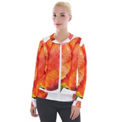 Spring Tulip Red Watercolor Aquarel Velour Zip Up Jacket by picsaspassion