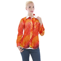 Spring Tulip Red Watercolor Aquarel Women s Long Sleeve Pocket Shirt