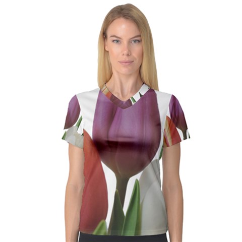 Tulips Spring Bouquet V-neck Sport Mesh Tee by picsaspassion