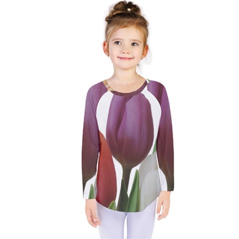 Tulips Spring Bouquet Kids  Long Sleeve Tee by picsaspassion