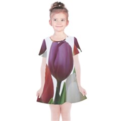 Tulips Spring Bouquet Kids  Simple Cotton Dress by picsaspassion