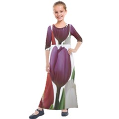 Tulips Spring Bouquet Kids  Quarter Sleeve Maxi Dress by picsaspassion