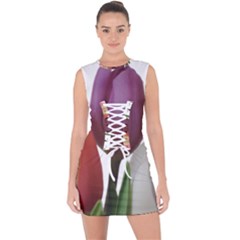 Tulips Spring Bouquet Lace Up Front Bodycon Dress