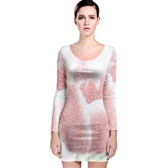 Tulip Red White Pencil Drawing Long Sleeve Bodycon Dress by picsaspassion