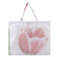 Tulip Red White Pencil Drawing Zipper Large Tote Bag by picsaspassion