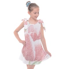 Tulip Red White Pencil Drawing Kids  Tie Up Tunic Dress by picsaspassion