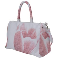 Tulip Red White Pencil Drawing Duffel Travel Bag by picsaspassion