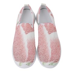 Tulip Red White Pencil Drawing Women s Slip On Sneakers by picsaspassion