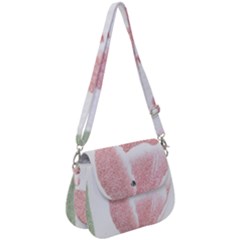 Tulip Red White Pencil Drawing Saddle Handbag