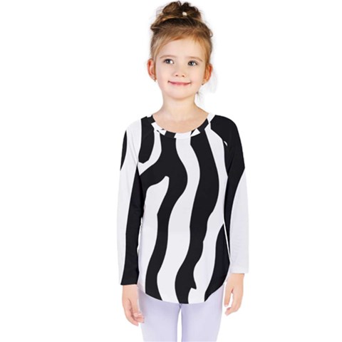 Wild Zebra Pattern Black And White Kids  Long Sleeve Tee by picsaspassion