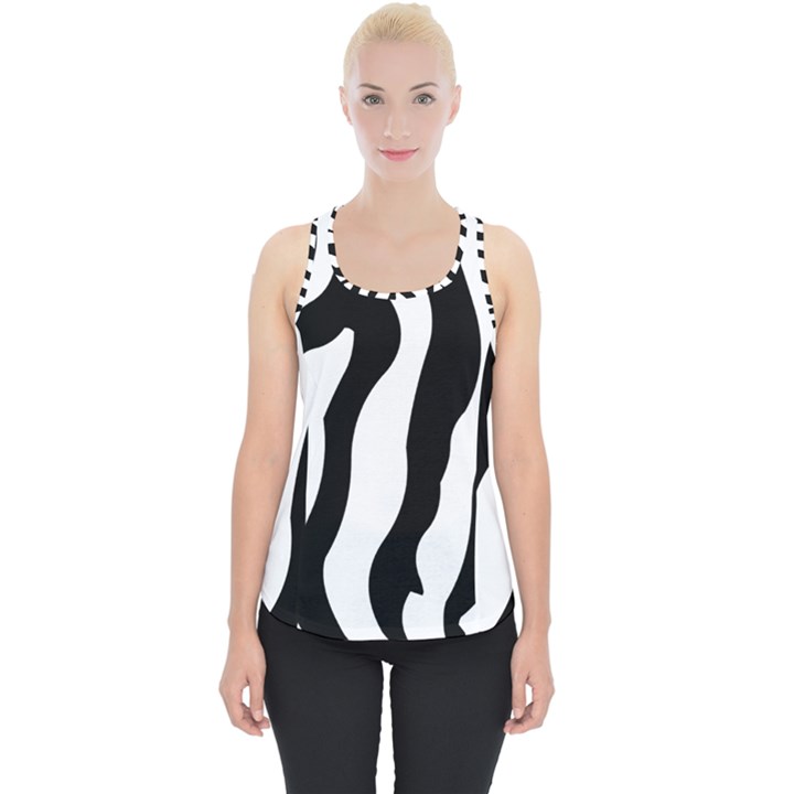 Wild Zebra pattern black and white Piece Up Tank Top