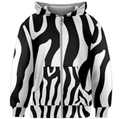 Wild Zebra Pattern Black And White Kids  Zipper Hoodie Without Drawstring by picsaspassion