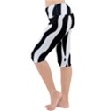 Wild Zebra pattern black and white Lightweight Velour Cropped Yoga Leggings View2