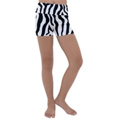 Wild Zebra Pattern Black And White Kids  Lightweight Velour Yoga Shorts by picsaspassion