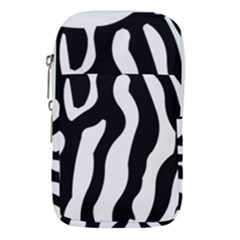 Wild Zebra Pattern Black And White Waist Pouch (large)