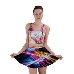 Colorful Neon Art Light Rays, Rainbow Colors Mini Skirt by picsaspassion