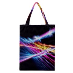 Colorful Neon Art Light Rays, Rainbow Colors Classic Tote Bag by picsaspassion