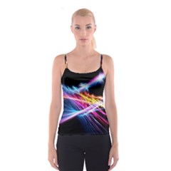 Colorful Neon Art Light Rays, Rainbow Colors Spaghetti Strap Top by picsaspassion