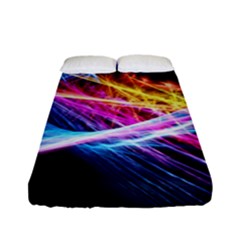 Colorful Neon Art Light Rays, Rainbow Colors Fitted Sheet (full/ Double Size) by picsaspassion