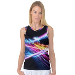 Colorful Neon Art Light Rays, Rainbow Colors Women s Basketball Tank Top by picsaspassion