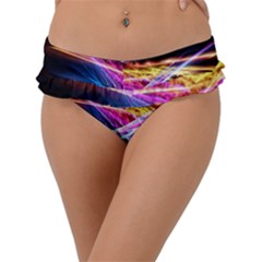 Colorful Neon Art Light Rays, Rainbow Colors Frill Bikini Bottom by picsaspassion