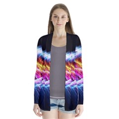 Colorful Neon Art Light Rays, Rainbow Colors Drape Collar Cardigan by picsaspassion