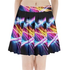 Colorful Neon Art Light Rays, Rainbow Colors Pleated Mini Skirt by picsaspassion