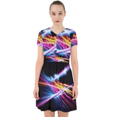 Colorful Neon Art Light Rays, Rainbow Colors Adorable In Chiffon Dress by picsaspassion