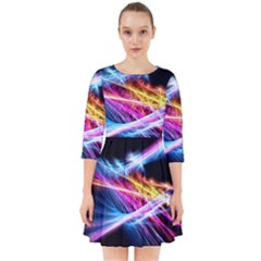 Colorful Neon Art Light Rays, Rainbow Colors Smock Dress by picsaspassion