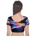 Colorful Neon Art Light rays, rainbow colors Velvet Short Sleeve Crop Top  View2