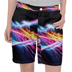 Colorful Neon Art Light Rays, Rainbow Colors Pocket Shorts by picsaspassion