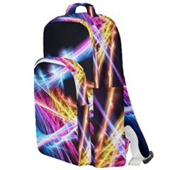 Colorful Neon Art Light Rays, Rainbow Colors Double Compartment Backpack by picsaspassion