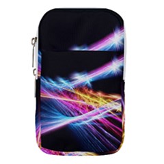 Colorful Neon Art Light Rays, Rainbow Colors Waist Pouch (large)