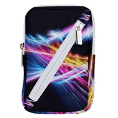 Colorful Neon Art Light Rays, Rainbow Colors Belt Pouch Bag (large)