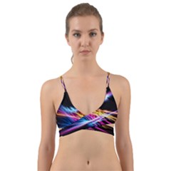 Colorful Neon Art Light Rays, Rainbow Colors Wrap Around Bikini Top