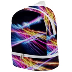 Colorful Neon Art Light Rays, Rainbow Colors Zip Bottom Backpack