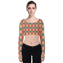 Illustrations Triangle Velvet Long Sleeve Crop Top by Mariart