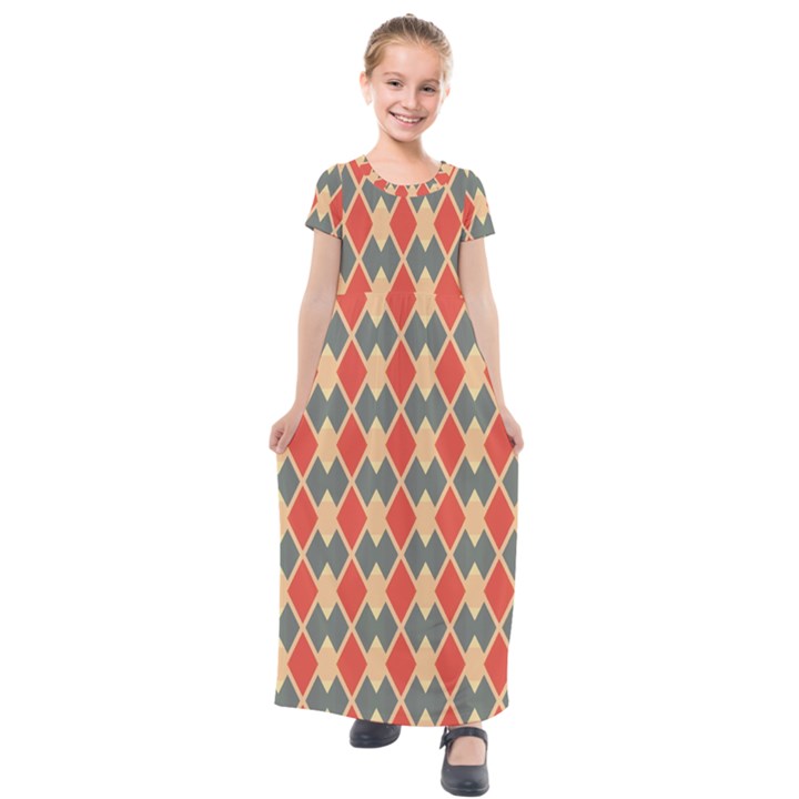 Illustrations Triangle Kids  Short Sleeve Maxi Dress