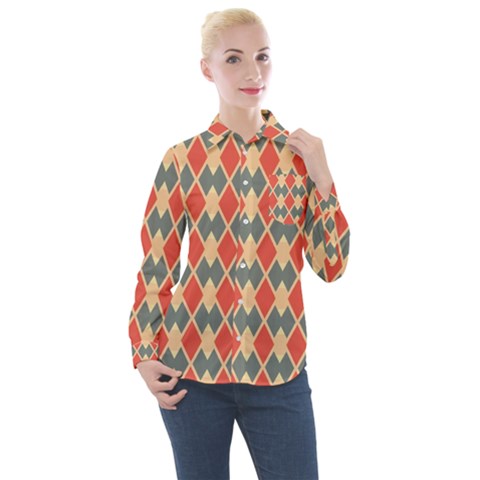 Illustrations Triangle Women s Long Sleeve Pocket Shirt by Mariart