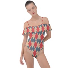 Illustrations Triangle Frill Detail One Piece Swimsuit by Mariart