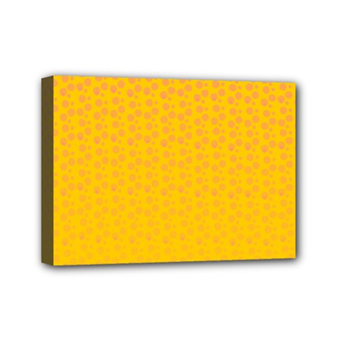 Background Polka Yellow Mini Canvas 7  X 5  (stretched)