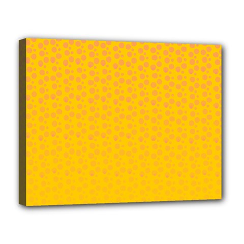 Background Polka Yellow Canvas 14  x 11  (Stretched)